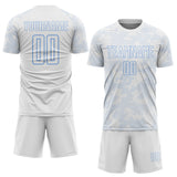 Custom White-Light Blue Curve Lines Sublimation Soccer Uniform Jersey