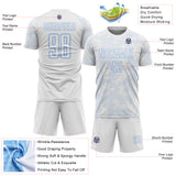 Custom White-Light Blue Curve Lines Sublimation Soccer Uniform Jersey