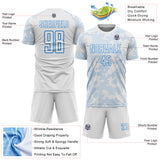 Custom White-Powder Blue Curve Lines Sublimation Soccer Uniform Jersey