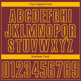 Custom Burgundy-Gold Curve Lines Sublimation Soccer Uniform Jersey