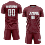 Custom Burgundy White-Gray Curve Lines Sublimation Soccer Uniform Jersey