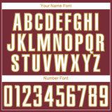 Custom Burgundy White-Old Gold Curve Lines Sublimation Soccer Uniform Jersey