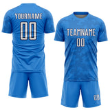 Custom Powder Blue White-Navy Curve Lines Sublimation Soccer Uniform Jersey