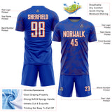 Custom Thunder Blue White-Orange Curve Lines Sublimation Soccer Uniform Jersey