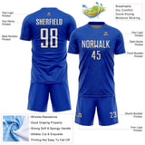 Custom Thunder Blue White-Navy Curve Lines Sublimation Soccer Uniform Jersey