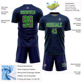 Custom Navy Grass Green-Cream Curve Lines Sublimation Soccer Uniform Jersey