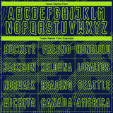 Custom Navy-Neon Green Curve Lines Sublimation Soccer Uniform Jersey