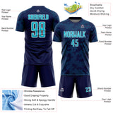 Custom Navy Lakes Blue-White Curve Lines Sublimation Soccer Uniform Jersey