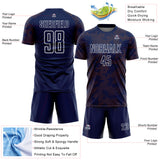 Custom Navy Texas Orange-White Curve Lines Sublimation Soccer Uniform Jersey