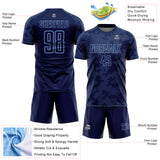 Custom Navy-Light Blue Curve Lines Sublimation Soccer Uniform Jersey