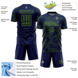 Custom Navy-Neon Green Curve Lines Sublimation Soccer Uniform Jersey