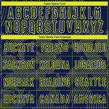 Custom Navy-Neon Yellow Curve Lines Sublimation Soccer Uniform Jersey