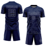 Custom Navy-Gray Curve Lines Sublimation Soccer Uniform Jersey