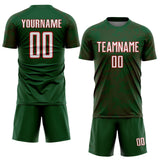 Custom Green White-Red Curve Lines Sublimation Soccer Uniform Jersey