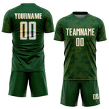 Custom Green White-Old Gold Curve Lines Sublimation Soccer Uniform Jersey