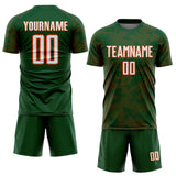 Custom Green White-Orange Curve Lines Sublimation Soccer Uniform Jersey