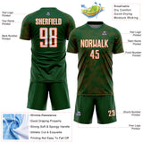 Custom Green White-Orange Curve Lines Sublimation Soccer Uniform Jersey