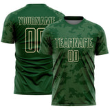 Custom Green-Cream Curve Lines Sublimation Soccer Uniform Jersey