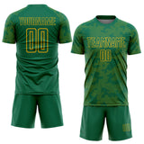 Custom Kelly Green-Gold Curve Lines Sublimation Soccer Uniform Jersey