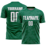 Custom Kelly Green White-Gray Curve Lines Sublimation Soccer Uniform Jersey