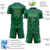 Custom Kelly Green-Cream Curve Lines Sublimation Soccer Uniform Jersey