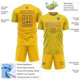 Custom Yellow Lakes Blue-Purple Curve Lines Sublimation Soccer Uniform Jersey