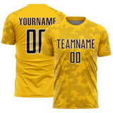 Custom Yellow Brown-White Curve Lines Sublimation Soccer Uniform Jersey