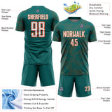 Custom Teal White-Orange Curve Lines Sublimation Soccer Uniform Jersey