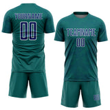 Custom Teal US Navy Blue-White Curve Lines Sublimation Soccer Uniform Jersey