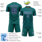Custom Teal US Navy Blue-White Curve Lines Sublimation Soccer Uniform Jersey