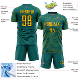 Custom Teal Yellow-Black Curve Lines Sublimation Soccer Uniform Jersey
