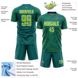 Custom Teal Neon Green-White Curve Lines Sublimation Soccer Uniform Jersey