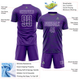 Custom Purple Grass Green-White Curve Lines Sublimation Soccer Uniform Jersey