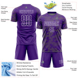 Custom Purple Neon Green-White Curve Lines Sublimation Soccer Uniform Jersey