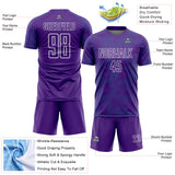Custom Purple Teal-White Curve Lines Sublimation Soccer Uniform Jersey