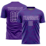 Custom Purple Teal-White Curve Lines Sublimation Soccer Uniform Jersey