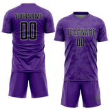Custom Purple Black-Gray Curve Lines Sublimation Soccer Uniform Jersey