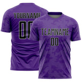 Custom Purple Black-Gray Curve Lines Sublimation Soccer Uniform Jersey