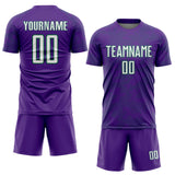Custom Purple White-Kelly Green Curve Lines Sublimation Soccer Uniform Jersey