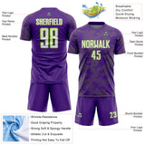 Custom Purple White-Neon Green Curve Lines Sublimation Soccer Uniform Jersey