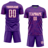 Custom Purple White-Neon Pink Curve Lines Sublimation Soccer Uniform Jersey