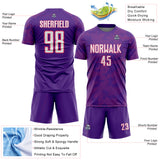 Custom Purple White-Neon Pink Curve Lines Sublimation Soccer Uniform Jersey