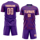 Custom Purple White-Orange Curve Lines Sublimation Soccer Uniform Jersey
