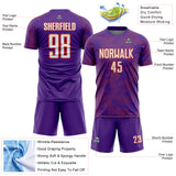 Custom Purple White-Orange Curve Lines Sublimation Soccer Uniform Jersey