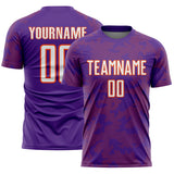 Custom Purple White-Orange Curve Lines Sublimation Soccer Uniform Jersey