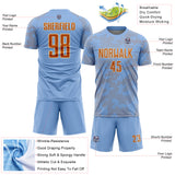 Custom Light Blue Texas Orange-Cream Curve Lines Sublimation Soccer Uniform Jersey