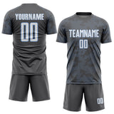 Custom Steel Gray White-Light Blue Curve Lines Sublimation Soccer Uniform Jersey