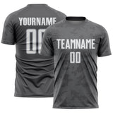 Custom Steel Gray White-Gray Curve Lines Sublimation Soccer Uniform Jersey