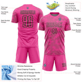 Custom Pink Grass Green-Black Curve Lines Sublimation Soccer Uniform Jersey