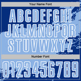 Custom Light Blue Royal-White Splash Color Block Sublimation Soccer Uniform Jersey
